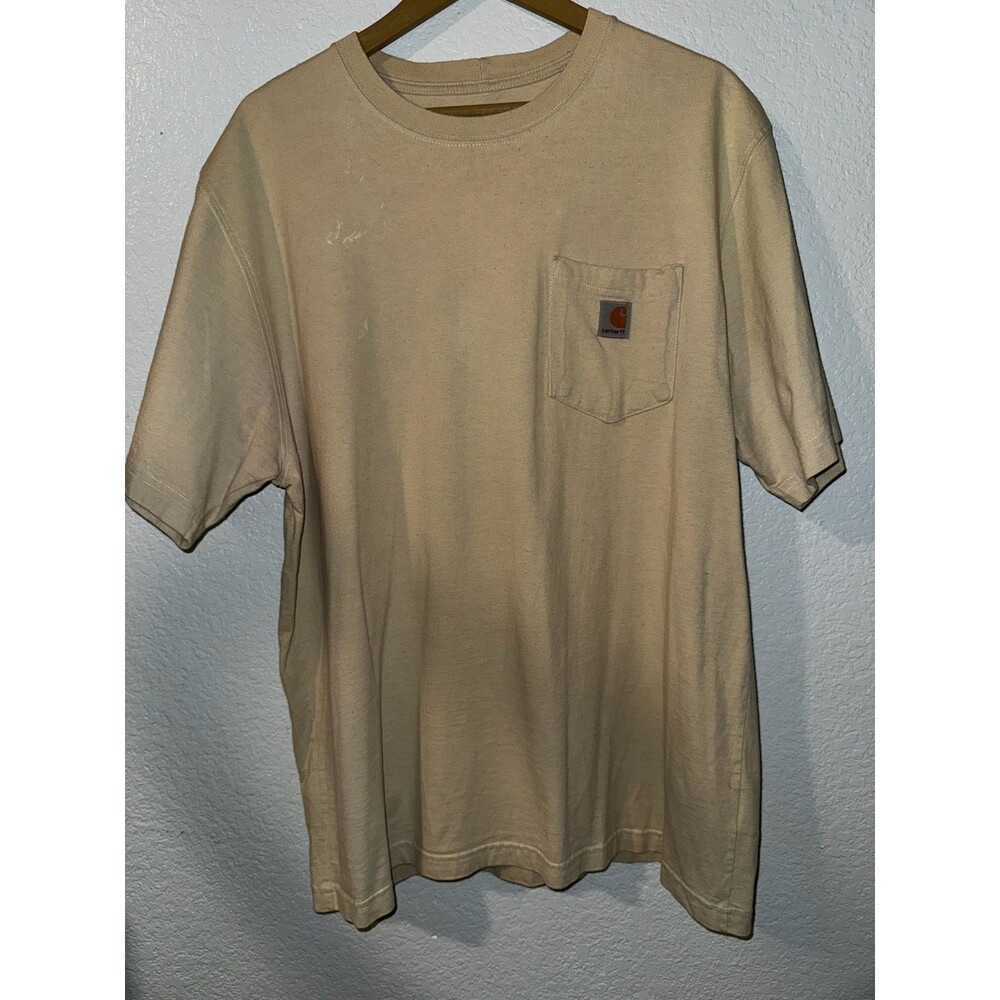 Vintage 90s Carhartt box logo t-shirt rare retro hype Y2K size L color Tan